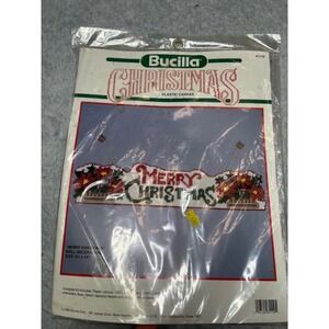 Bucilla Christmas Plastic Canvas Kit 61110 Merry Christmas Wall Decoration 1990